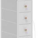 Tohomeor Narrow Dresser Tall Skinny Storage Tower Vertical Slim Chest of Drawers with Charging Station Small Nightstand Side Table for Bedroom, Bathroom, Small Spaces (White, 4 Drawers), 18.9"D x 9.8"W x 34.4"H