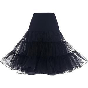 DRESSTELLS 50s Petticoat Skirts Women Vintage Tulle Underskirt Retro Tutu Crinoline (Black, Large)
