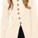 Button Up Cardigan Sweater for Women Long Sleeve Lightweight Knit Business Blazer Tops (Medium, Apricot)