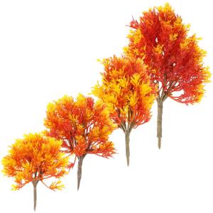 SUPVOX Mini Maple Tree Plant Artificial Maple Tree Plastic Tree Model Miniature Figurine for Micro Landscape Plant Pot Fairy Garden Ornament 4pcs