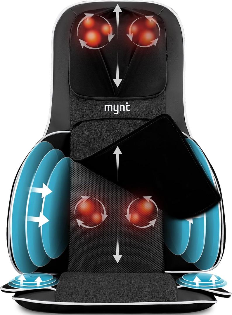 Mynt Back and Neck Massager for Pain Relief Deep Tissue,3D Shiatsu Acupressure Neck Back Massager with Heat, Seat Massager for Full Body Relaxation Black