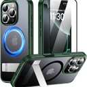 SPIDERCASE Magnetic for iPhone 16 Pro Case, with 2 Pcs [Tempered Glass Screen Protector] [ Military Grade Drop Protection] Invisible Kickstand Slim Case for iPhone 16 Pro 6.3", Green