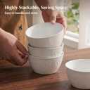 DOWAN 32 OZ Soup Bowls, Ceramic Cereal Bowl Set of 4, Large Bowls for Pho/Ramen/Pasta/Salad Bowls, Embossed Floral, Stackable Bowl Set, Microwave & Dishwasher Safe, for Mothers' Day and Housewarming