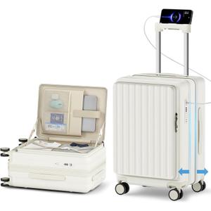 20 Inch Carry On Luggage, Expandable Hard Shell Suitcase with Front Pocket