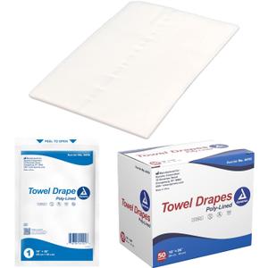 Dynarex Disposable Towel Drapes, Sterile, 18" x 26," for Medical & Surgical Use, Poly-Interlined Lining, Protect from Contaminants, 1 Box of 50 Drapes