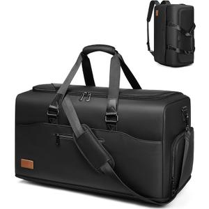 55/70L Expandable Duffel Bag for Travel, Overnight Bag for Men, Weekend Bag with Shoe Compartment, Waterproof Gym Bags for Men and Women, Black