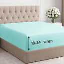 Extra Deep Cal King Fitted Sheet - Hotel Luxury Single Fitted Sheet Only - Easily Fits 18 inch to 24 inch Mattress - Ultra Soft, Wrinkle Free with Extra Deep Pockets - Breathable & Comfy - Spa Blue