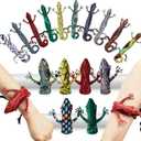 Chivao 10 Pieces Assorted Slap Lizard Snap Bracelet Sequin Animal Slap Bracelets for Easter Halloween Party Favors(Lizard Style)