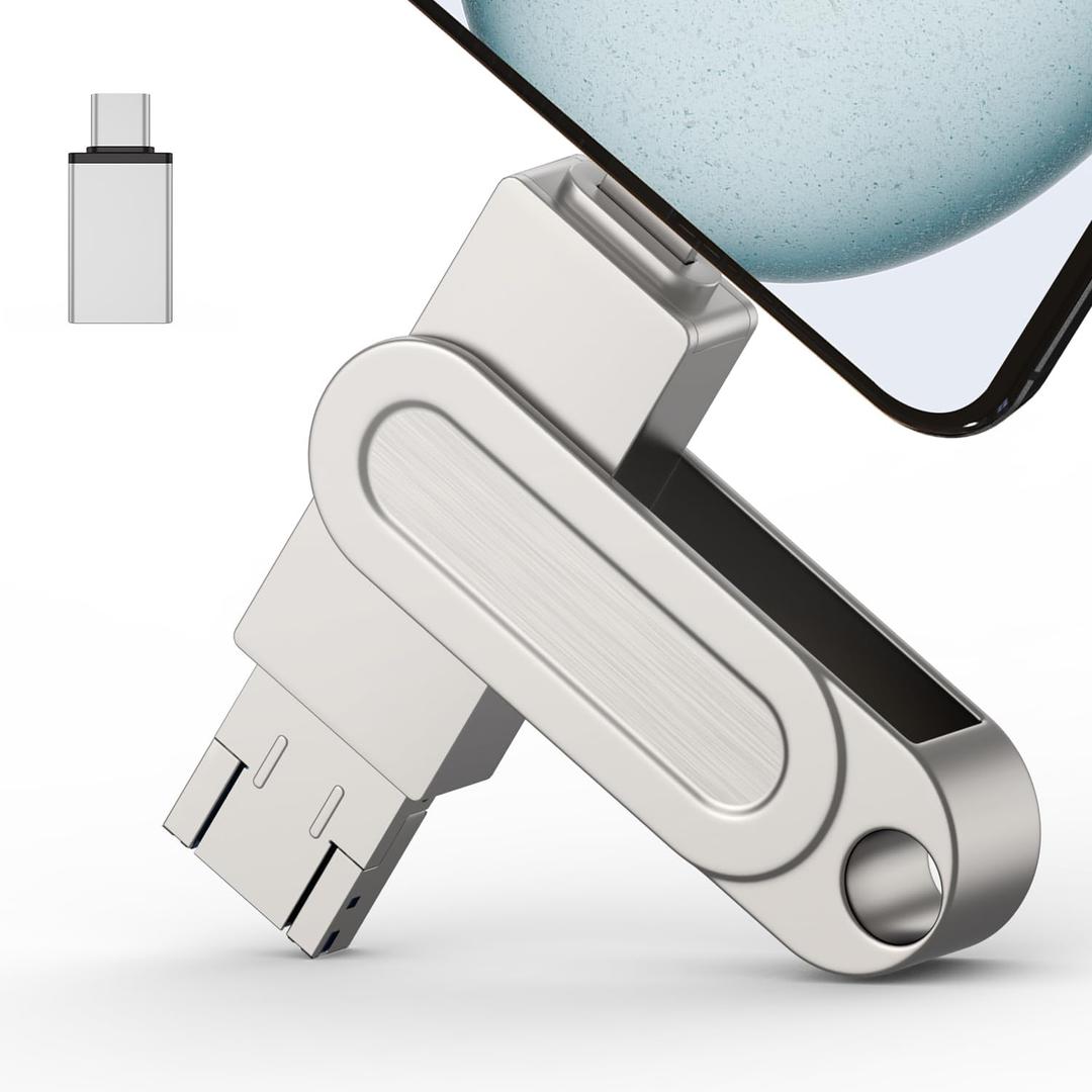512GB Qainerly Photo Stick for Phone Flash Drive,4in1 Memory Stick for Photos and Videos USB Stick External Storage Compatible for iPhone/iPad/Android/PC