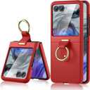Maxdara for Motorola Razr 2024 Case [Not Fit Razr Plus 2024/2025], with Built-in Screen Protector & Ring Holder, Slim Protective Phone Case for Moto Razr 2024 & Razr 2025 (Red)