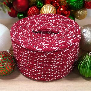 Sneaky Santa Lidded Crock Basket - Red 10x10x6