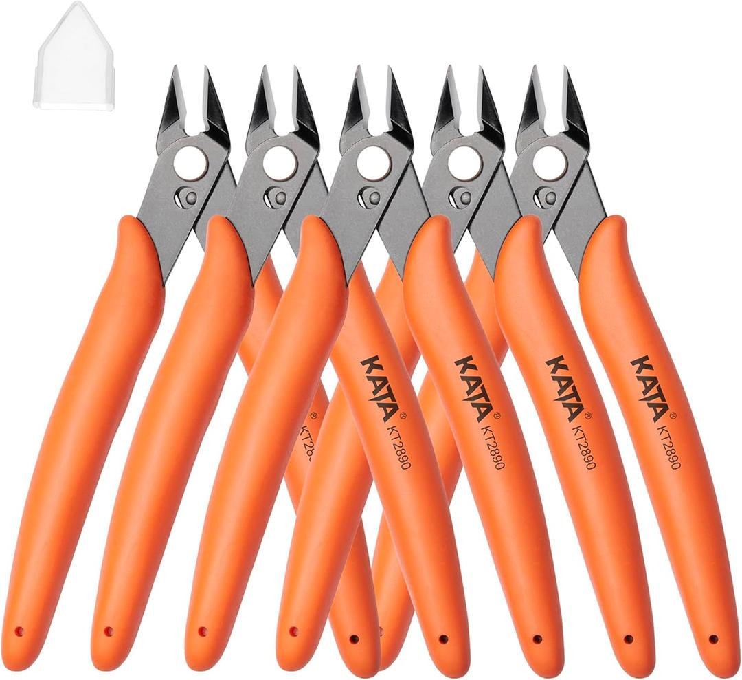 KATA 5-Pack Micro Wire Cutters, Precision Electronics Flush Cutter and Side Cutting pliers, Clean Cut for Model, Jewelry, Model Kits