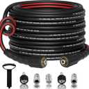 Flexible 1/4" Pressure Washer Hose 50FT,3600PSI Kink Resistant Power Washer Replacement Hose with Leak-Free M22-14mm&3/8" Quick Connect Kit,Used for Extension