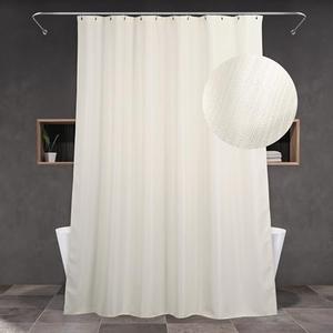 Popkozzi Cream Fabric Shower Curtains for Bathroom: Beige Linen Textured Waterproof Washable Polyester Shower Curtain - Solid Simple Elegant Decorative Ivory Bath Curtain Liner - 72x72