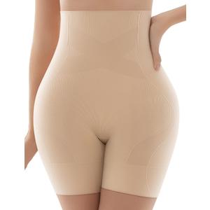 KLVEE Shapewear for Women Tummy Control, High Waisted Body Shaper Shorts Butt Lifting Thigh Slimmer Shapewear Under Dress (Small, Nude)