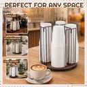 Geelin 4 Compartment 9.3 x 8.8 Inch Coffee Cup Dispenser, Rotating Mug Holder, Black Wire Disposable Coffee Mug Dispenser Removable, Plastic Cup Storage and Lid Holder for Kitchen, Cabinet Storage
