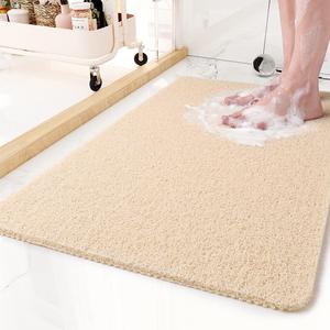 Non-Slip Bathtub Mat, 17x 30 Inch, Shower Mats for Bath Tub, PVC Loofah Bathroom Mats for Wet Areas, Quick Drying (Beige)