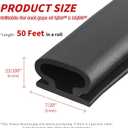 50 Feet D-Shape Rubber Weather Stripping Door Seal Strip, Fingwerk Self-Adhesive Backing Door Weatherstripping for Door Frame Insulation Large Gap, Easy Cut to Size with Tailor Scissors(Black)