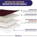 Leather Repair Patch Tape Kit, Self-Adhesive Leather & Vinyl Repair for Furniture, Couch, Sofa, Car Seats, Office Chair - 30inx16in (Red)