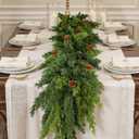 2PCS 6FT Christmas Garland, Cedar Garland -Realistic Greenery Cypress Pine Garland with Pinecones for Mantle Table Railing Fireplace Indoor & Outdoor Christmas Decoration