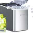 ecozy Portable Ice Maker Countertop, 9 Cubes Ready in 6 Mins, 26.5 lbs in 24 Hours, Self-Cleaning Ice Maker Machine with Ice Bags/Ice Scoop/Ice Basket for Home Kitchen Office Bar Party, Silver