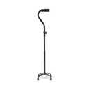 Medline Folding Quad Cane, Small Base, Quad Base for Greater Stability, Skid-Resistant Rubber Tips, Lightweight Aluminum, Black