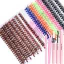 5 x Brown Lash Clusters Kit, 10-16mm Natural Colored Lashes Clusters, Includes Pink Blue Green Orange Black Wispy Clusters for DIY Eyelash Extensions, Rainbow Lash Set