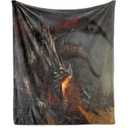 Lunarable Medieval Throw Blanket, Fantasy Scene Fearless Knight Dragon Art Antique Surreal, Flannel Fleece Accent Piece Soft Couch Cover for Adults, 70" x 90", Dimgray Charcoal