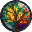 4 Pack Stained Glass Tree of Life Cabinet Knobs Round Drawer Pulls Colorful Tree Knob Cupboard Door Handles Hardware for Kitchen Bathroom Cabinets