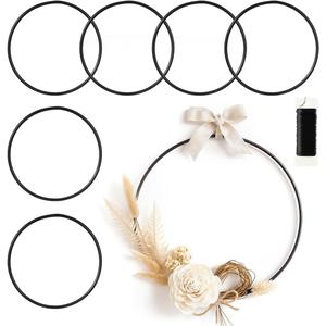 8 Pack Floral Hoop 4 Inches Metal Rings for Crafts Macrame Rings Hoop Wreath Dream Catcher Rings DIY Wreath Candle Rings Wreaths Craft Hoops, Black