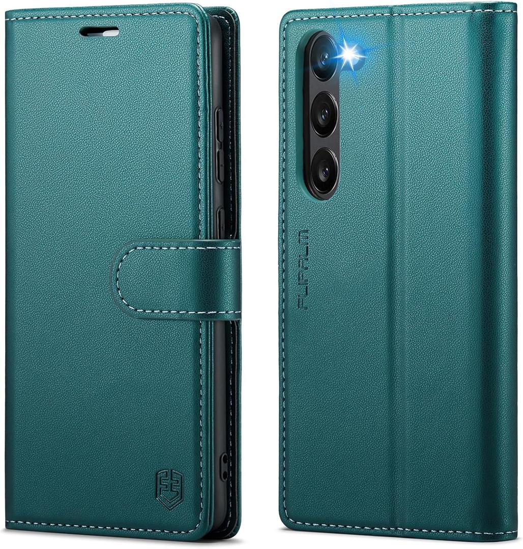 Wallet Case for Samsung Galaxy S23 Plus/S23+, RFID Blocking Credit Card Holder, PU Leather Folio Flip Kickstand Protective Shockproof Cover for Samsung S23 Plus (Blue-Green)