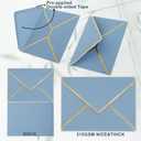 Whaline 50Pcs A7 Invitation Envelopes with Gold Border Dusty Blue Greeting Card Envelopes V-Flap Envelopes Gift Card Sleeves for Mailing Envelopes Sending Card, 7.3x5.3 Inch