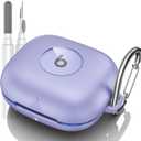 for Beats Powerbeats Pro 2 Case Cover, Shockproof Magnetic Case for Powerbeats Pro 2 2025 Wireless Earbuds, Magnetic Lock Lid Protective Cover with Cleaner Kit & Carabiner (Purple)