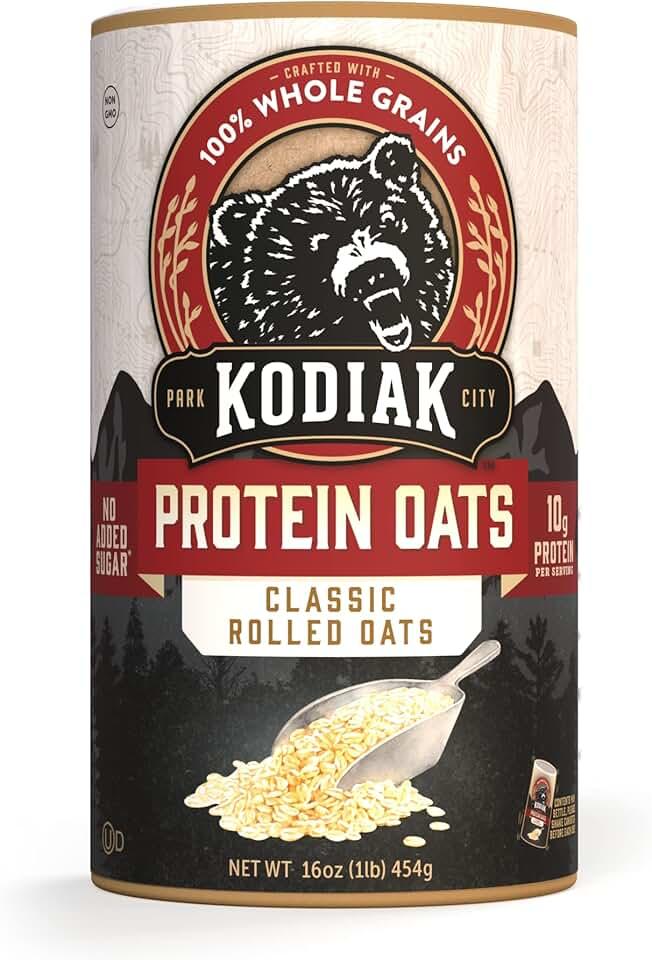 Kodiak Oatmeal Canister, Rolled Oats, High Protein, 100% Whole Grains (12 cannisters). best by 06/19/26