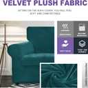 ZNSAYOTX Luxury Velvet Chair Slipcovers with Arms 2 Piece Stretch Chair Covers for Living Room Soft Armchair Slipcover Anti Slip Dog Pet Friendly Furniture Protector (Deep Teal),30"-47"(1 Cushion)