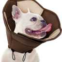 SUNFURA Dog Cone - Soft Cone for Dogs to Stop Licking, Pet E-Collar Alternative After Surgery, Adjustable Pet Recovery Collar for Wound Healing, Brown Small