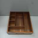 ALELION Acacia Wood Utensil Holder for Party - Paper Plate Organizer for Countertop - Silverware Caddy with 6 Compartments for Plate, Cup, Fork, Spoon - Cutlery Holder for Kitchen Camping Buffet