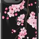 FUNMIKO Case for iPhone 13 - Wireless Charging & Military-Grade Protection - Wildflower Design for Women Girls, Non-Slip Matte Cover Shock-Absorbing Corners - Blooming Cherry Blossoms