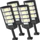OKPRO Solar Lights Outdoor, Dusk to Dawn Solar Street Light, 6500K Solar Flood Lights with Motion Sensor with Remote, IP66 Waterproof Parking Lot Light, Commercial Area Lighting for Outside 4-Pack, 6500K 4PC