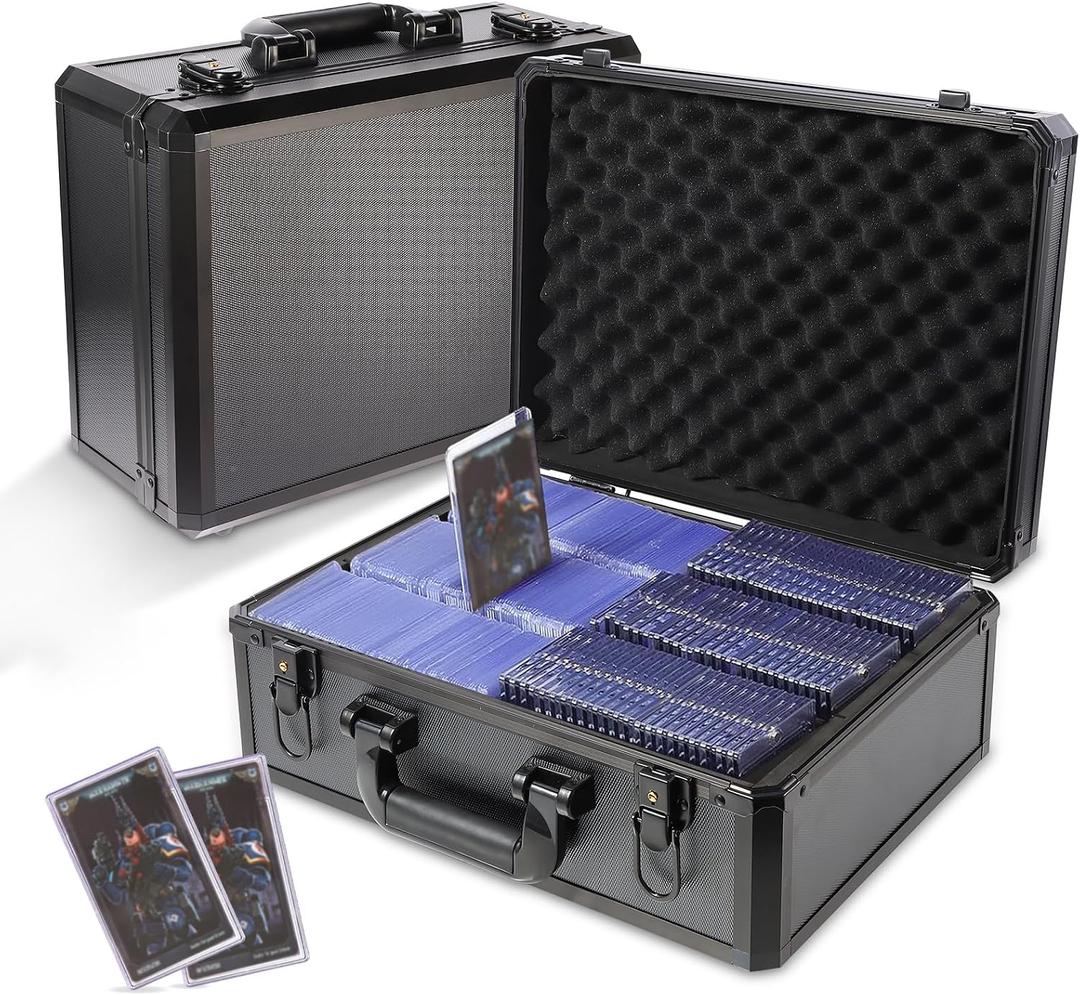 EcoVibe Trading Card Storage Box for 3" X 4" 35PT Toploaders 600+, Toploader Storage Box with 6 Foam Stoppers, Fits Toploader Magnetic Holders MTG Baseball Sports Top Loaders HolderBlack