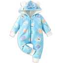 AMAWMW Newborn Baby Boy Winter Clothes Milk Cookies Hooded Jumpsuit Infant One Piece Romper Snowsuit Gifts Fall Outfit
