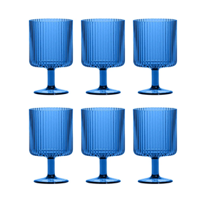 TarHong Mesa Premium Plastic Drinkware Stacking Beverage/ Goblet, 15 Ounce, Cobalt Blue, Set of 6