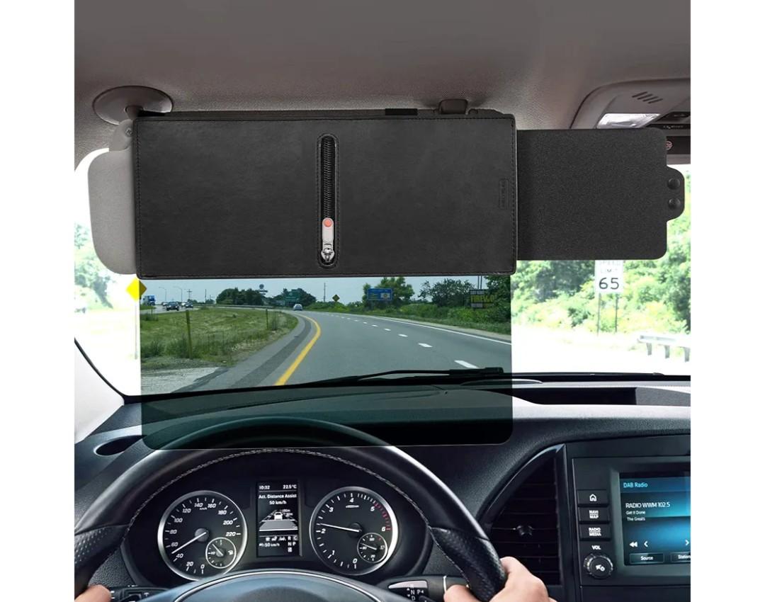 Veharvim Sun Visor Extender for Car (Polarized, Zipper Slider& Prevents Fingerprints, UV400, PC Lens), Visor Extender Attachment for Car Visor, Anti-Glare for Safe Driving