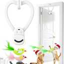 Interactive Cat Toys for Indoor Cats: Automatic Flying Bird Feather Wand Chase Exercise Enrichment Stimulation, USB Rechargeable Durable Safe Hanging Toy for Bored Kittens Adult Multi Cat Households (White)