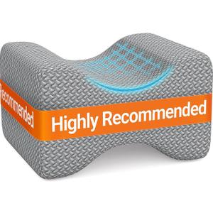 BlissTrends Memory Foam Knee Pillow, Knee Pillow for Side Sleepers, Leg Pillows for Sleeping Blood Circulation, Elevation Pillow for Spine Aligning, Sciatica, Back, Hip, Knee, Ankle Pain, Grey (Large)