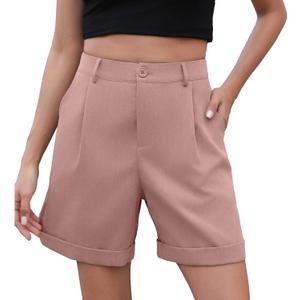 Bettysays Shorts for Women Bermuda Shorts Casual Elastic Waist Wide Leg Shorts with Pockets (XL)