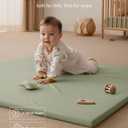 Blissful Diary Vegan Leather Baby Play Mat, 47x47 Thicken Foam Cushioned & Waterproof Playpen Mat for Infants and Toddlers, Stylish and Just Wipe-Clean Playmat for Baby Play on Floor, Light Green