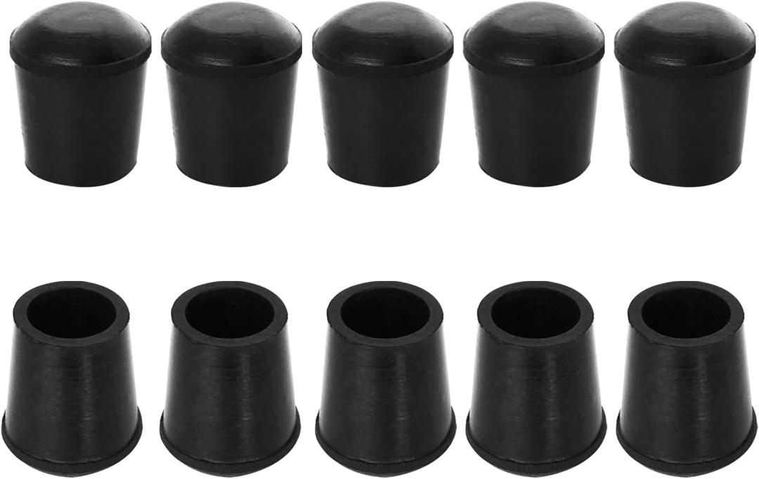 10 PCS Black Round Rubber Chair Leg Caps Tips, Vinyl Rubber End Kits, Soft Touch Table Feet Cover, Anti Slip Floor Protector, 1/2 inch (12mm)