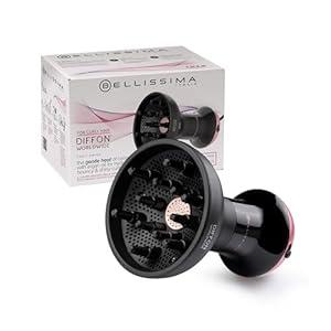 Bellissima Diffon Worldwide Diffuser Hair Dryer for Curly Hair - Dual Voltage 2-in-1 Blow Dryer with Diffuser - Reduces Frizz, Defines Curls, Volumizes - Lightweight, Easy Hold Handle