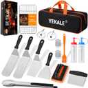 17 PCS Griddle Accessories Kit, Flat Top Grill Accessories Set for Blackstone and Camp Chef, Grill Spatula Set with Enlarged Spatulas, Scraper - Outdoor Barbecue Tools Gifts for Men Dad Him
